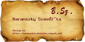 Baranszky Szavéta névjegykártya